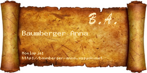 Baumberger Anna névjegykártya